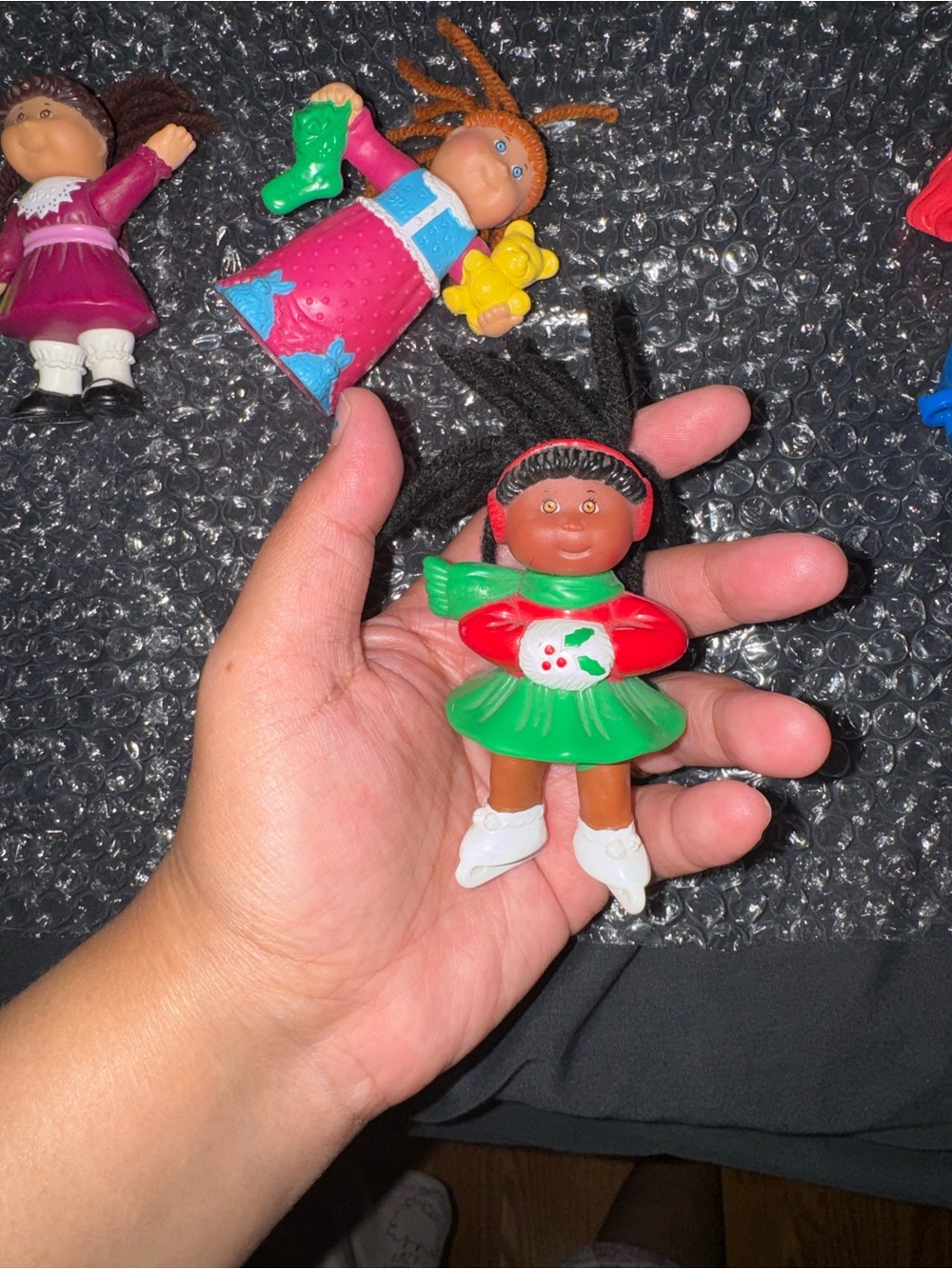 Holiday Doll Keychain - Green & Red Festive Skater